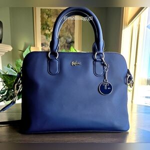 Lacoste Women's Daily Classic Navy Blue Piqué Canvas Bag With Crossbody Strap